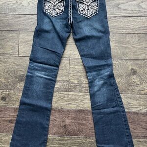 L.A. Idol Blue Slight Flare Leg Jeans with Beautiful Embellished Design